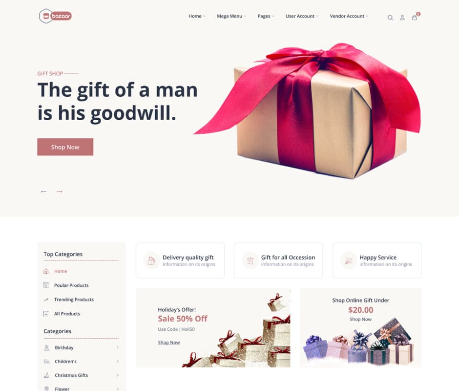Gift demo preview screenshot