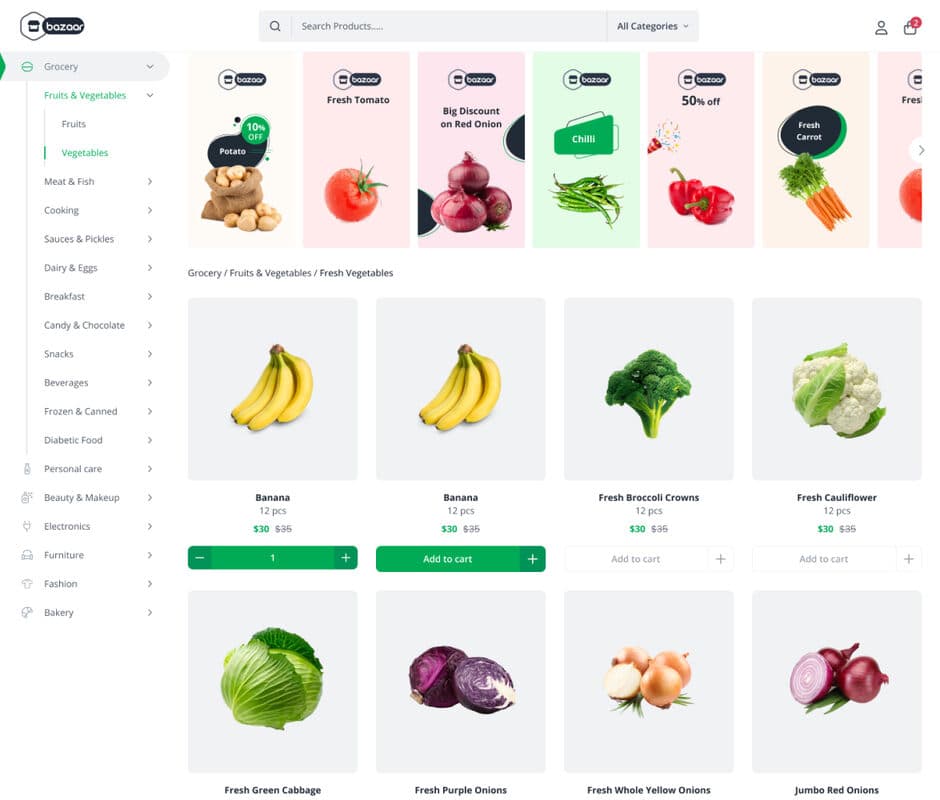Grocery demo preview screenshot