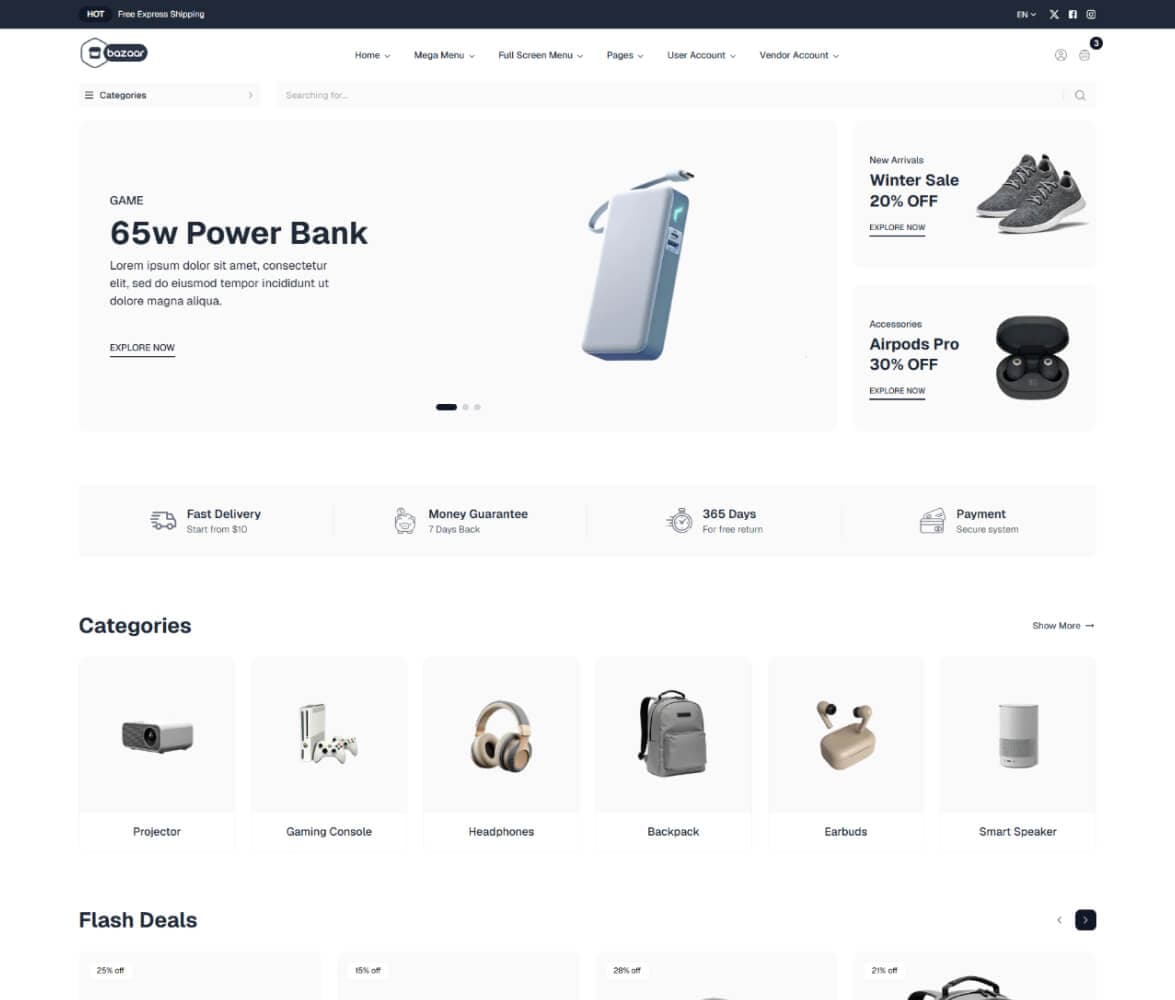 Market demo preview screenshot