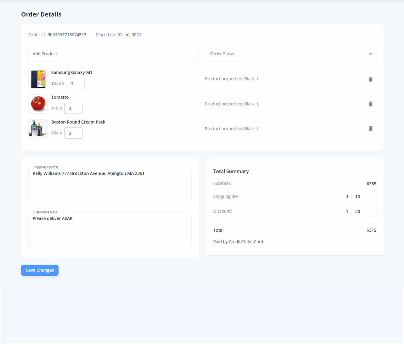 Order Details demo preview screenshot